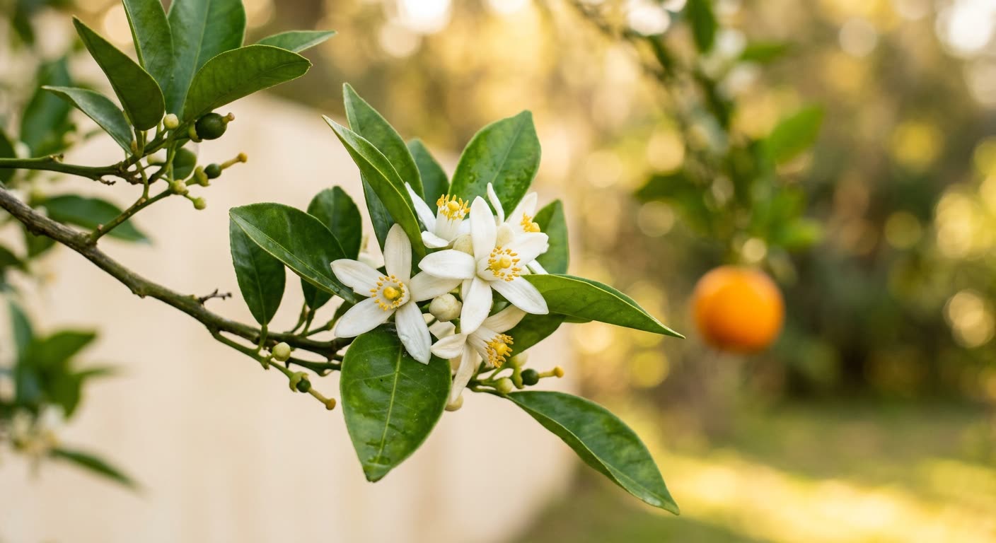 An orange blossom in bloom on a Florida orange tree